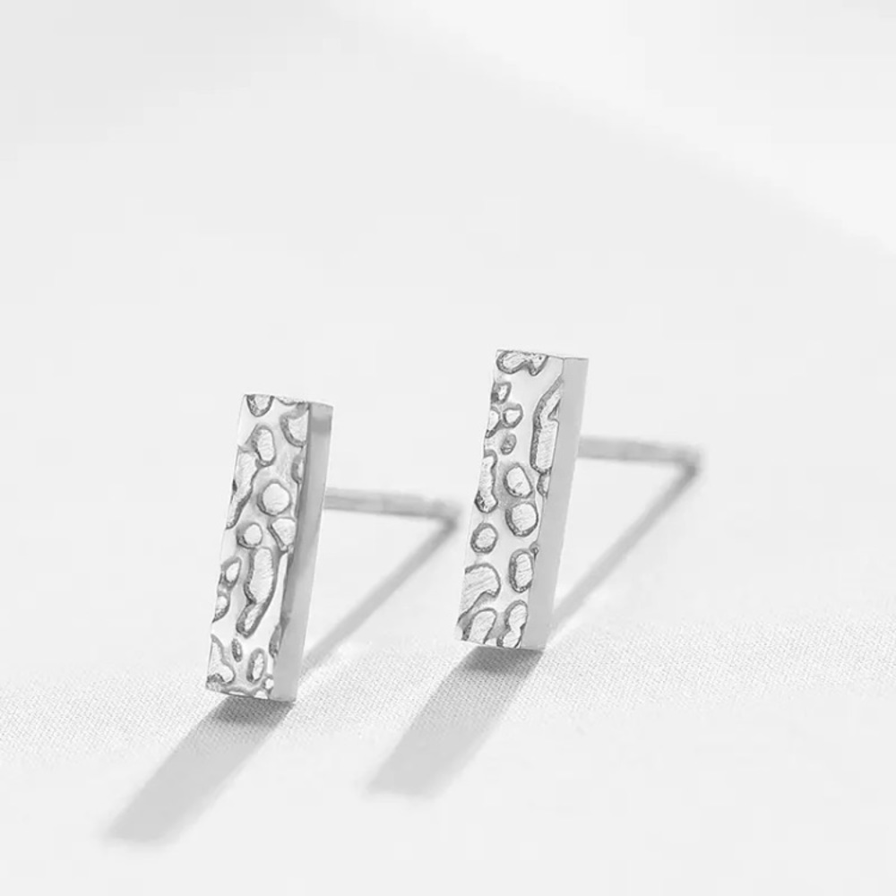 Stainless Steel Bar Stud Earrings - Picture 1 of 4